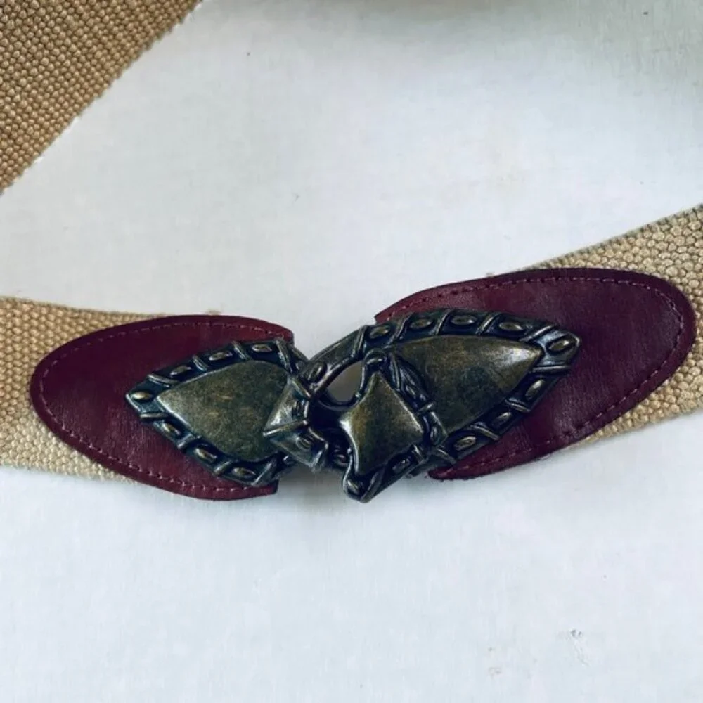 Metal Buckle Belt Bras‎ Leather Toggle Buckle Strap Wide Festival Western Boho